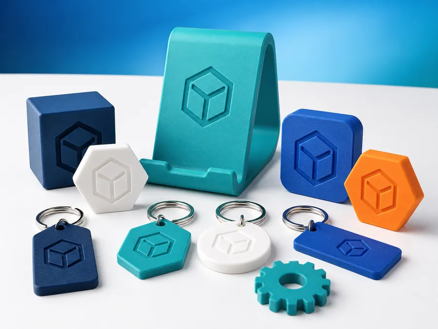Brindes corporativos personalizados produzidos em impressão 3D