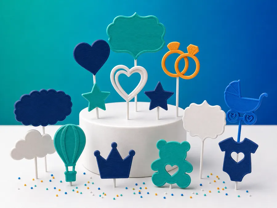 Topo de bolo personalizado produzido em impressão 3D