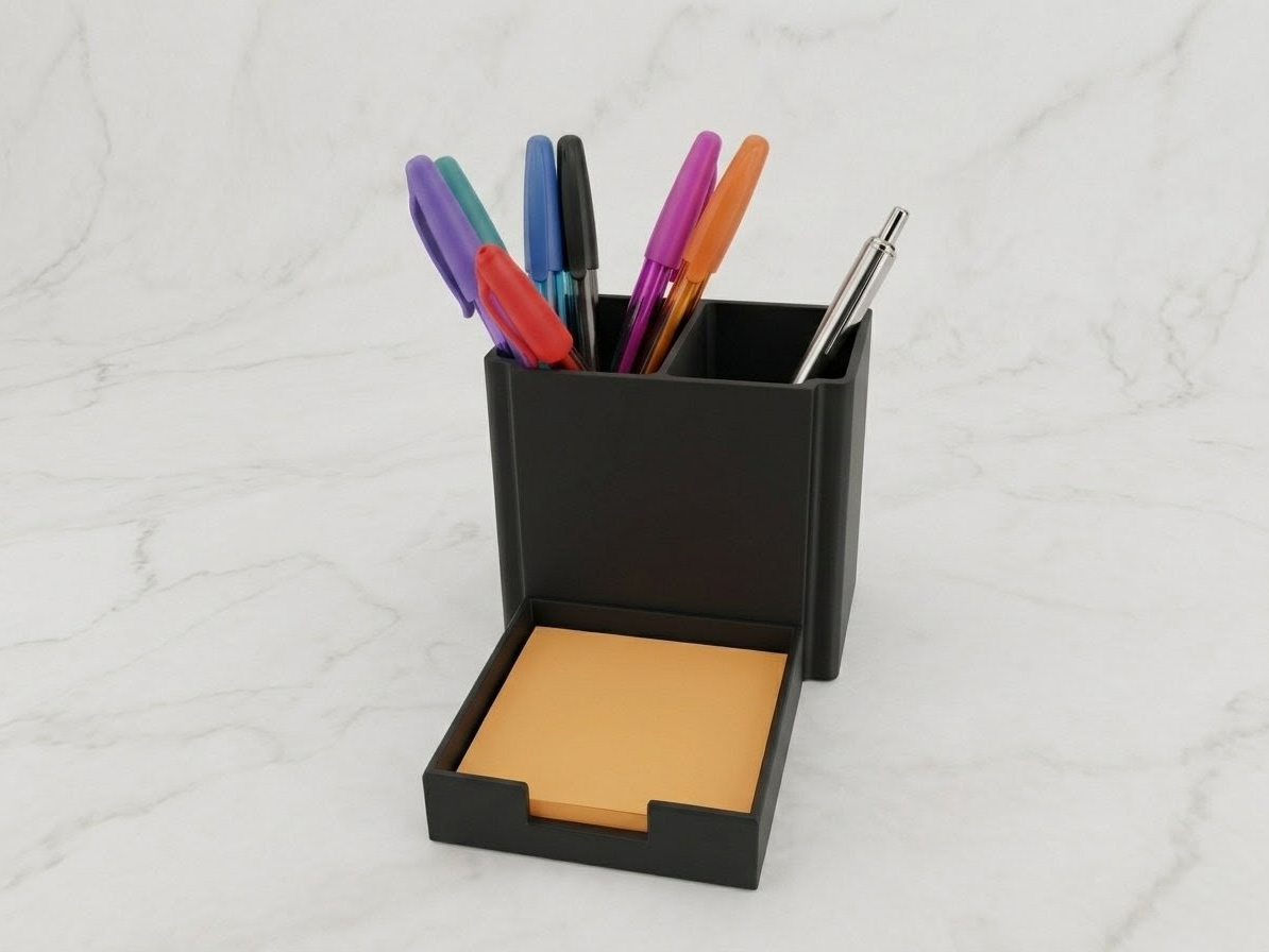 Organizador de Mesa com Porta-Canetas Duplo/Bloco de Notas